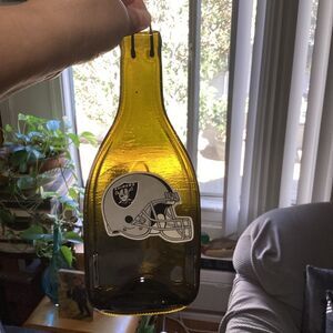 NFL Raiders Flattened Wine Bottle Serving Tray Football‎ Fan Decor